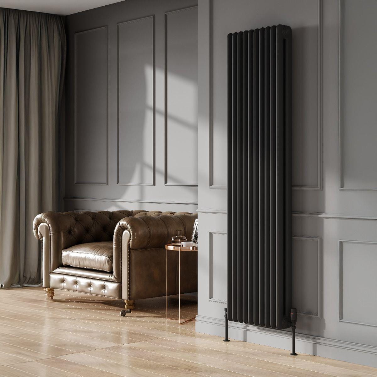 Reina Column Radiator Reina Hedingham Vertical Traditional Column Radiator 1800 x 465mm / Black