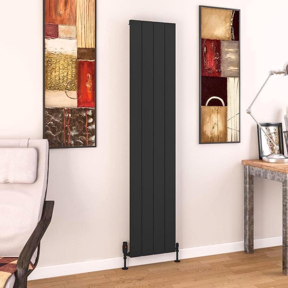 Eastbrook Panel Radiators Eastbrook Charlton Vertical Designer Radiator in Matt Black 1800 x 375 / Electric Only