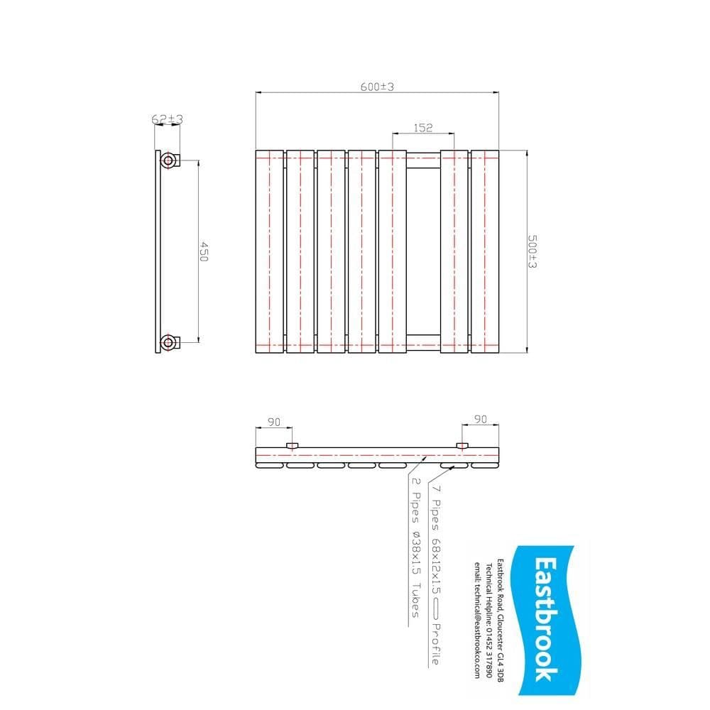 Eastbrook Designer Towel Rail Eastbrook Staverton Tube on Tube Straight Vertical Heated Towel Rail in Chrome