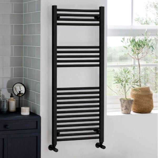 Vogue Ladder Rails Vogue Axis Straight Ladder Towel Rail in Matt Black 800 x 600 / Central Heating