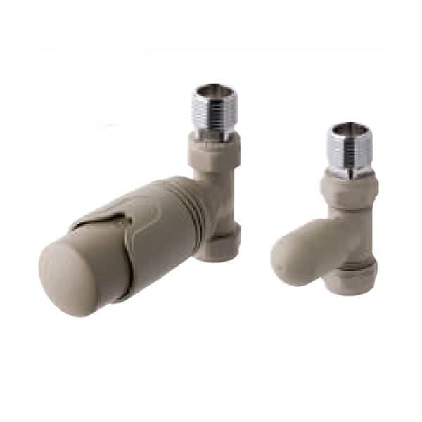 Totally Rads Eastbrook Biava Thermostatic Straight Radiator Valve and Lockshield - Matt Cappuccino - 41.3028