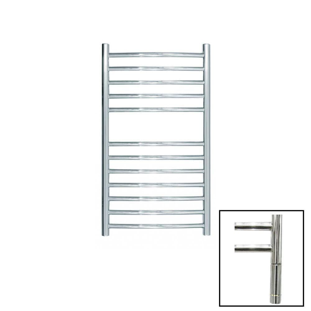 JIS Ladder Rail JIS Sussex Camber Vertical Stainless Steel Curved Heated Towel Rail 700 x 400mm / Electric Only with Cylindrical Adjustable Element / Polished Chrome