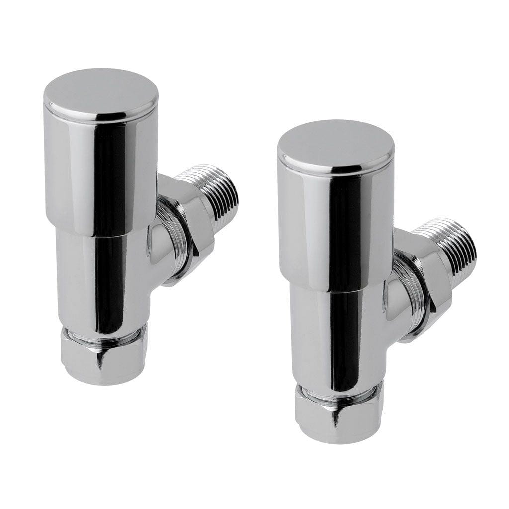Totally Rads Eastbrook Round Head Angled Manual Radiator Valves Pair - Chrome - 41.3007