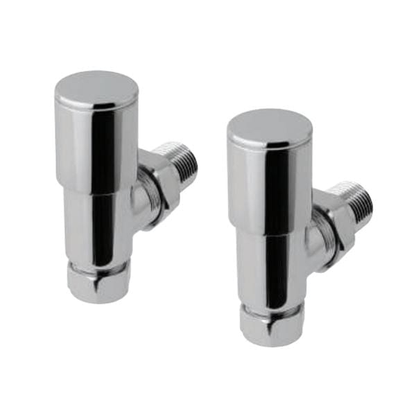 Totally Rads Eastbrook Round Head Angled Manual Radiator Valves Pair - Chrome - 41.3007