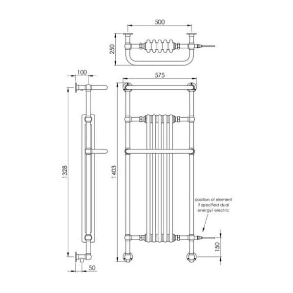 Vogue Insert Radiators Vogue Regency Tall Straight Traditional Wall Mounted Radiator in Chrome/White