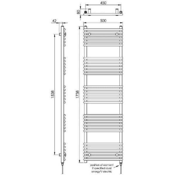 Vogue Designer Towel Radiators Vogue Tune Straight Designer Towel Radiator in Chrome