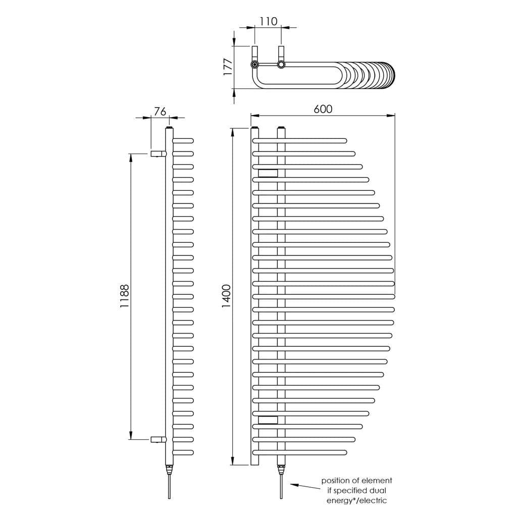 Vogue Designer Towel Radiators Vogue Marine Designer Heated Towel Rail in Chrome