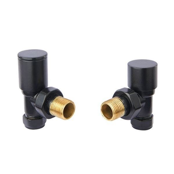 Vogue Radiator Valves Vogue Arne Round Manual Angled Valves - Satin Black - VL003 15MMAP-ZSB
