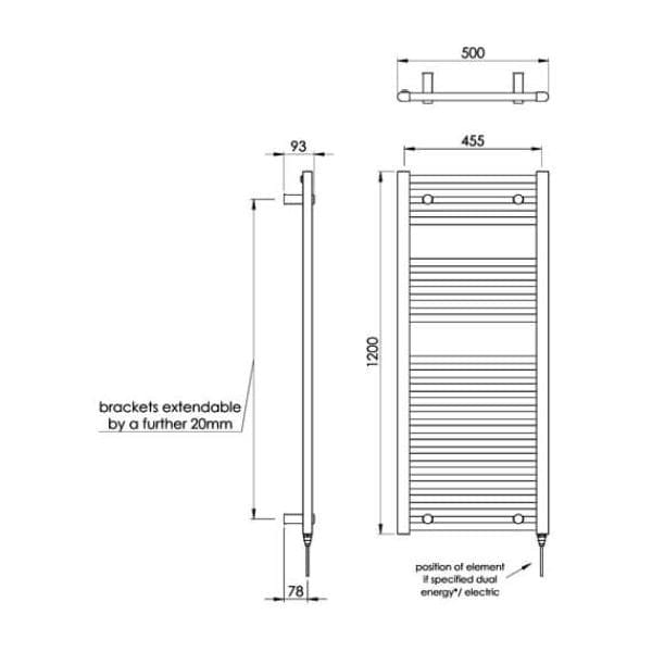 Vogue Ladder Rail Vogue Focus Straight Towel Rail in Chrome