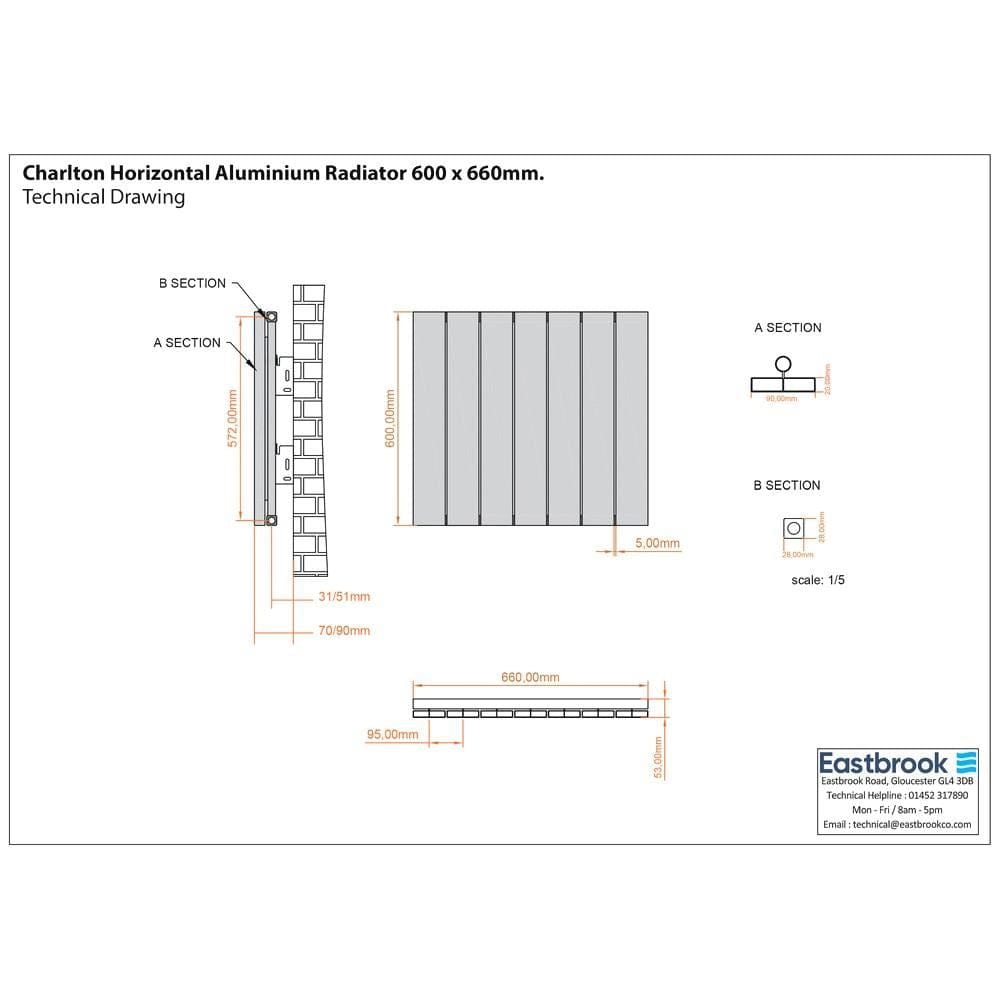 Eastbrook Flat Panel Radiators Eastbrook Charlton Horizontal Designer Radiator in Matt Anthracite