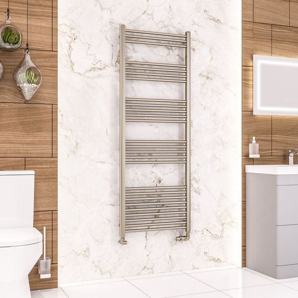 Eastbrook Ladder Rails Eastbrook Wendover Straight Heated Towel Rail in Brushed Brass 1600 x 600 / Dual Fuel