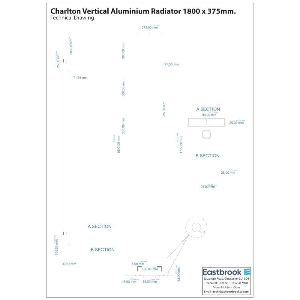 Eastbrook Charlton Vertical Designer Radiator in Matt White