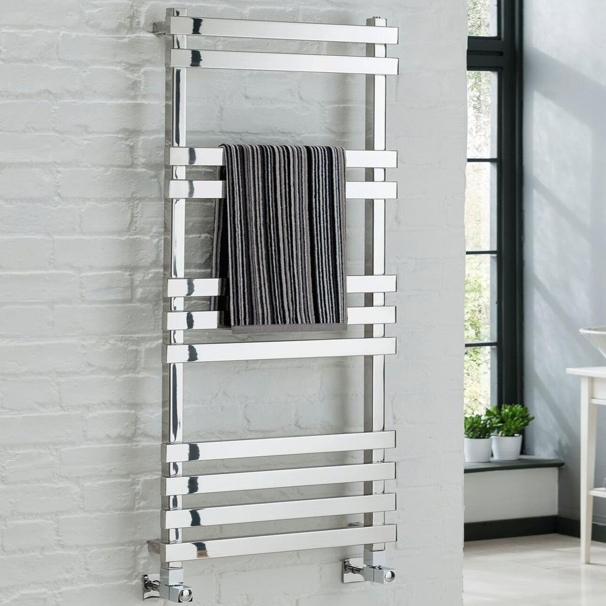 Vogue Designer Towel Radiators Vogue Gallant Straight Designer Towel Radiator in Polished Stainless Steel