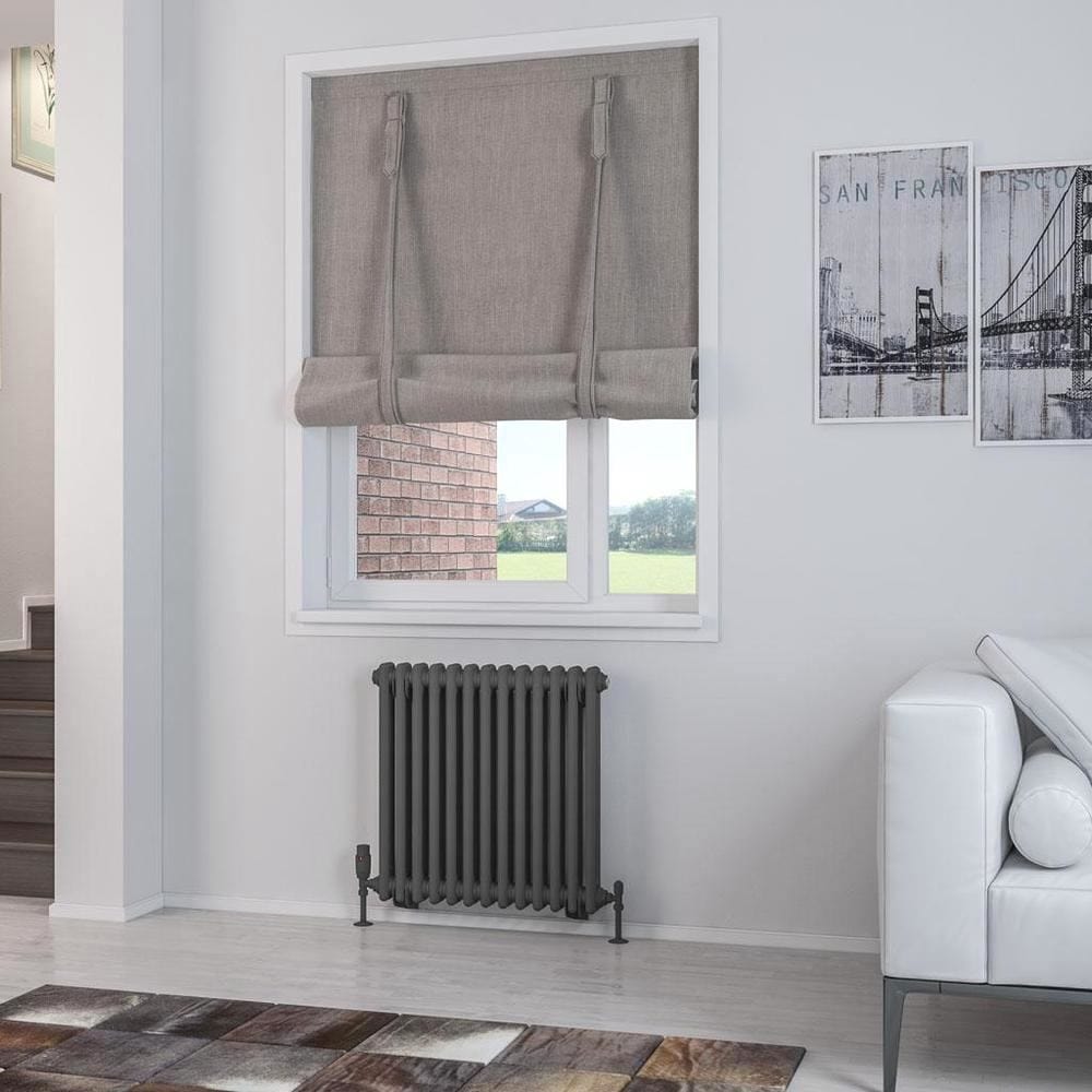 Eastbrook Column Radiator Eastbrook Rivassa Traditional 2 Column Radiator in Matt Anthracite 600 x 608 / Dual Fuel