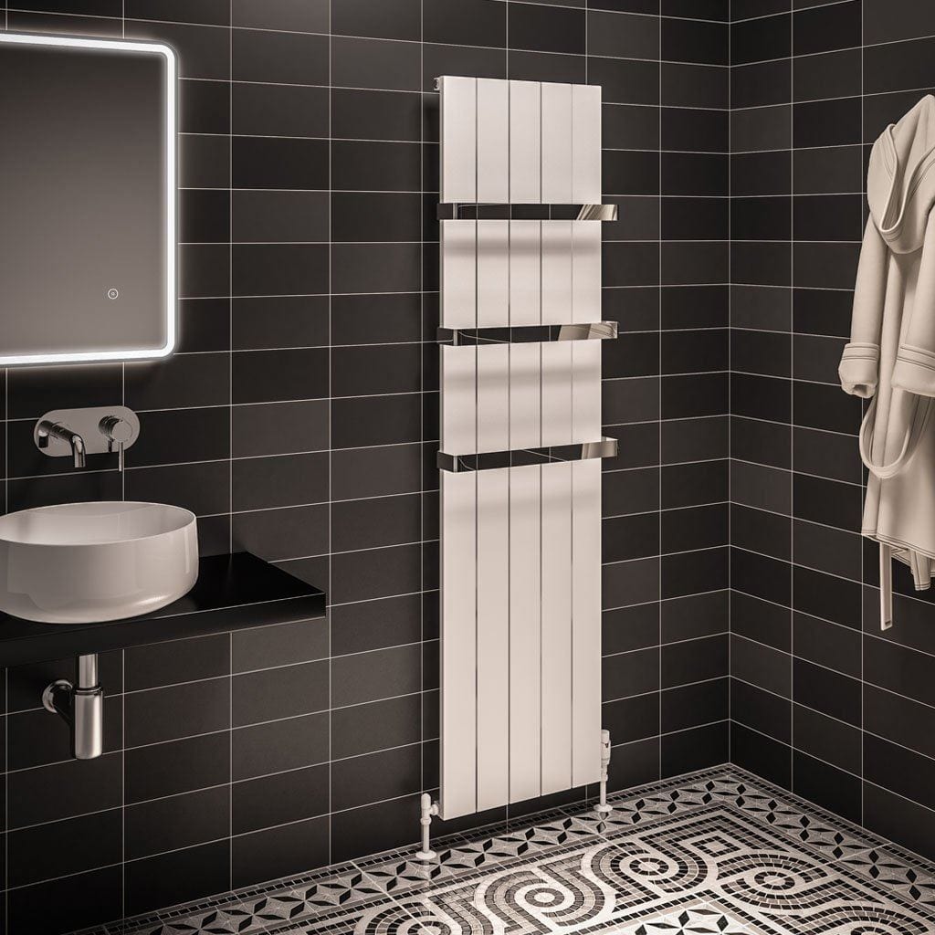 Eastbrook Panel Radiator Eastbrook Rosano Straight Vertical Aluminium Radiator in Matt White 1800 x 470mm / Central Heating