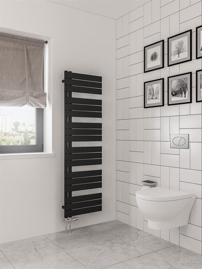 Eastbrook Designer Towel Radiators Eastbrook Helmsley Straight Vertical Designer Towel Rail in Matt Black 1640 x 500 / Central Heating