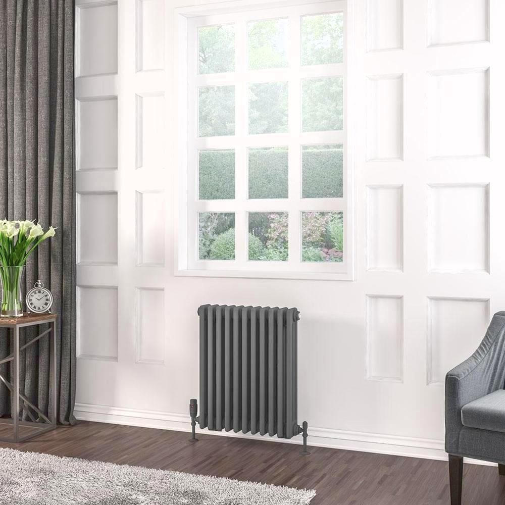 Eastbrook Column Radiator Eastbrook Rivassa Traditional 3 Column Radiator in Matt Anthracite 600 x 518 / Electric Only