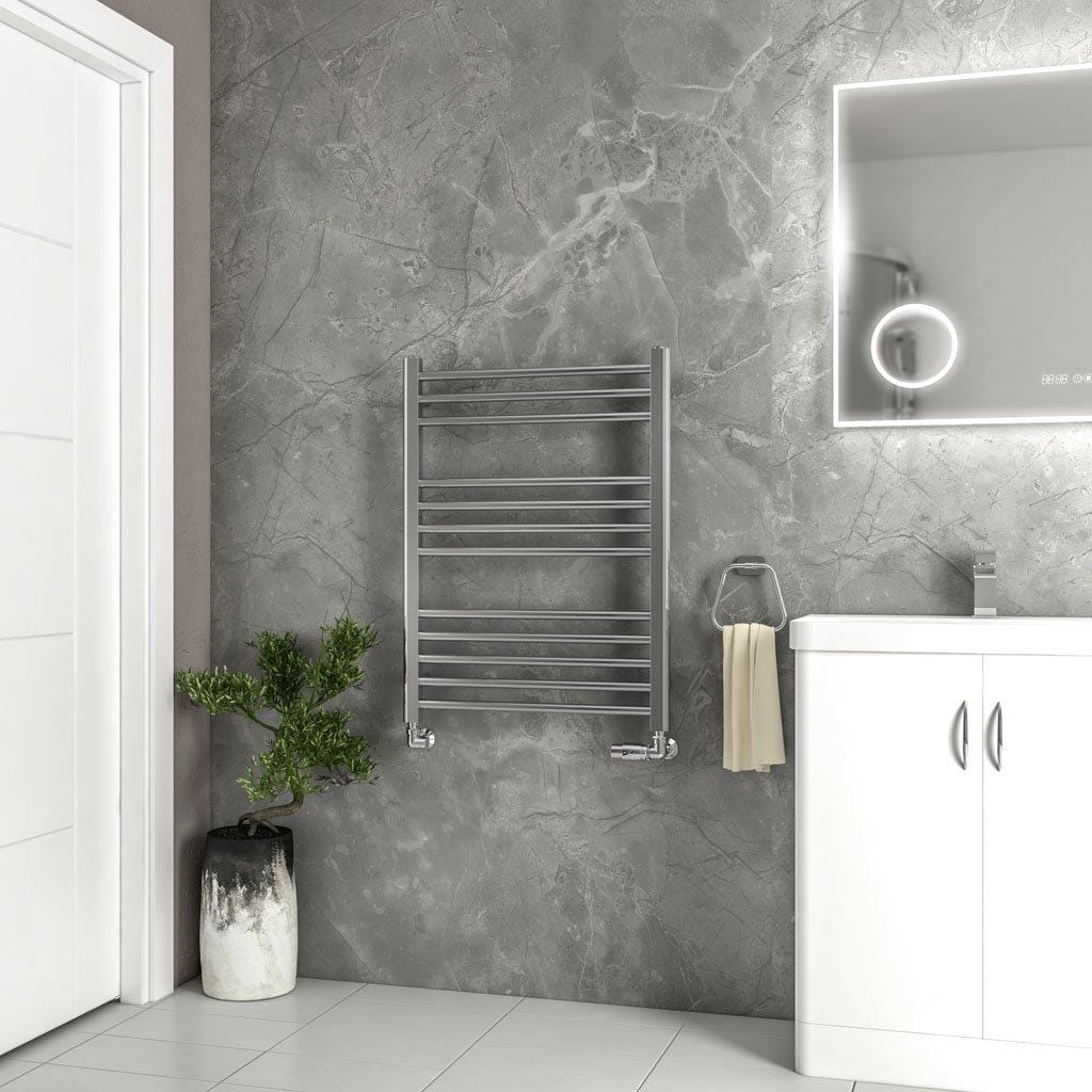 Eastbrook Ladder Rail Eastbrook Wendover Straight Vertical Heated Towel Rail in Polished Stainless Steel 800 x 600 / Dual Fuel