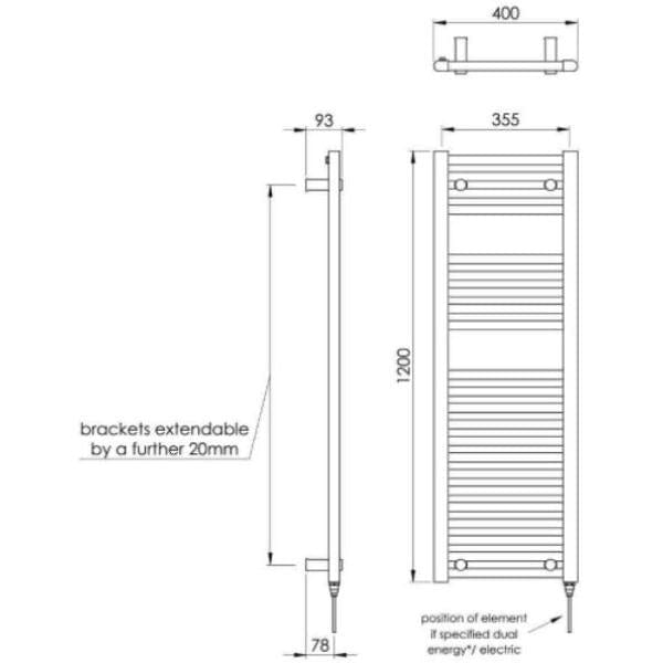 Vogue Ladder Rail Vogue Focus Straight Towel Rail in Chrome