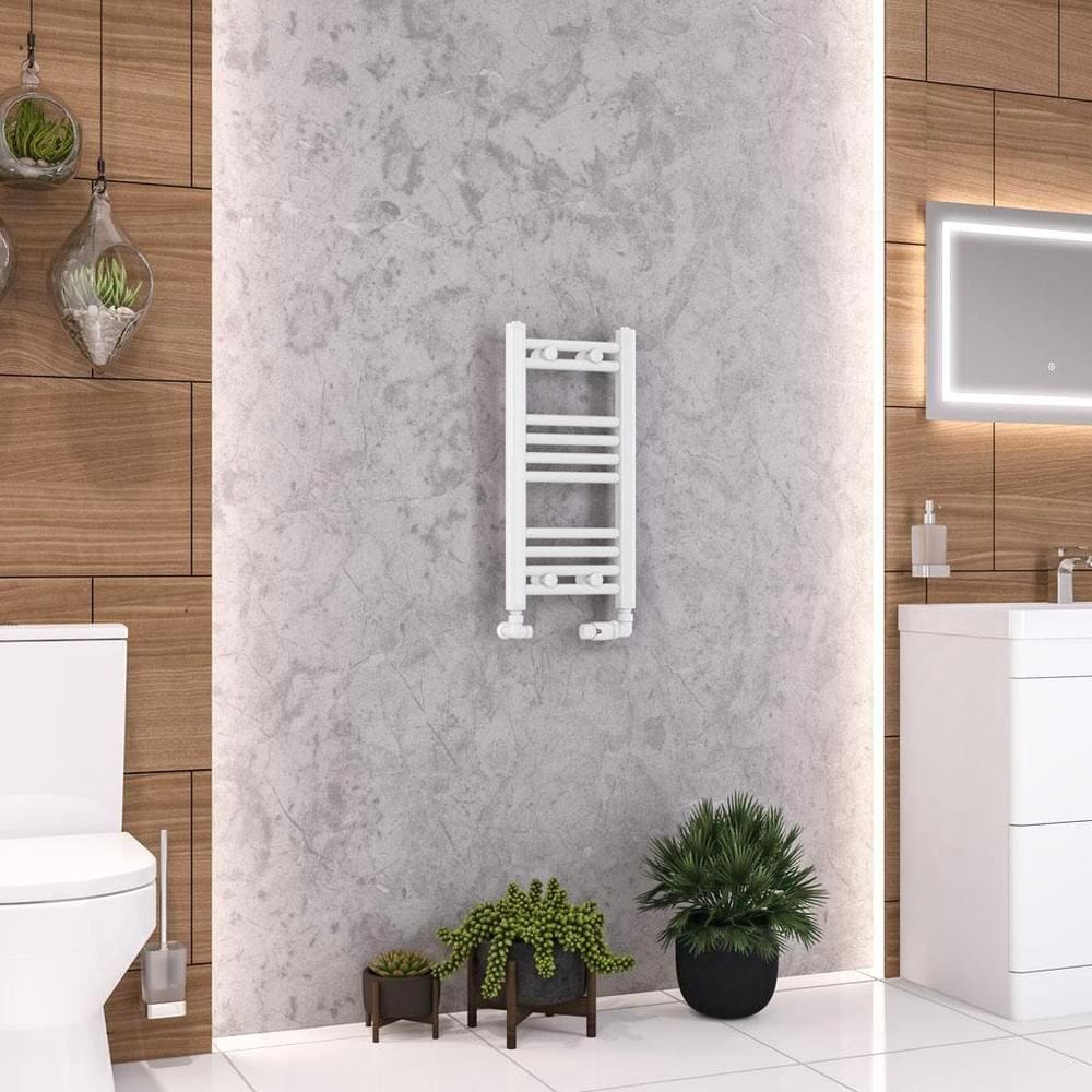 Eastbrook Ladder Rail Eastbrook Wendover Straight Vertical Heated Towel Rail in White 600 x 300 / Dual Fuel