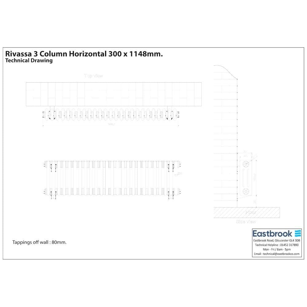 Eastbrook Column Radiator Eastbrook Rivassa Traditional 3 Column Radiator in Matt Anthracite