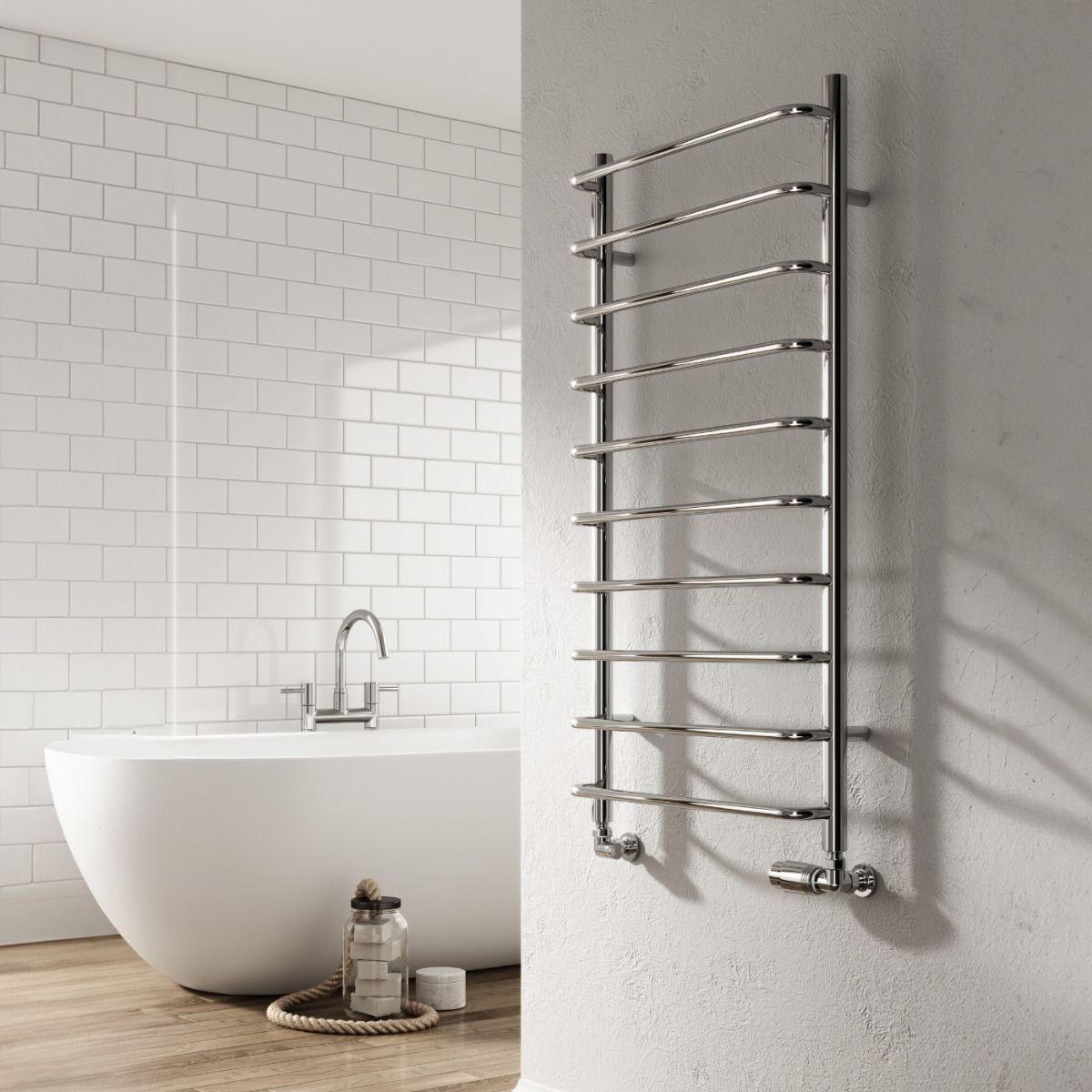 Reina Designer Towel Radiator Reina Aliano Heated Towel Rail in Chrome 1000 x 500mm / Central Heating