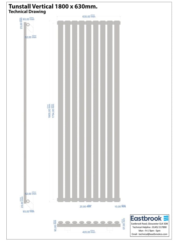 Eastbrook Designer Towel Radiator Eastbrook Tunstall Straight Vertical Designer Radiator in Matt Black