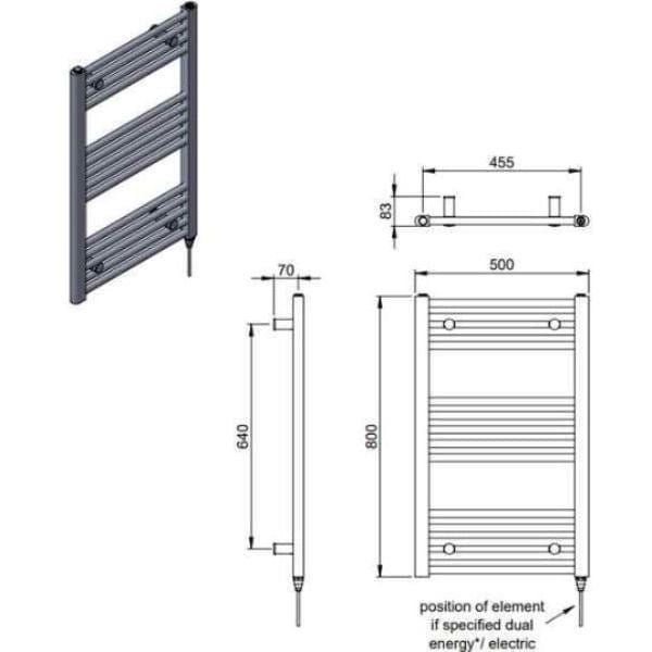 Vogue Ladder Rails Vogue Axis Straight Ladder Towel Rail in Chrome