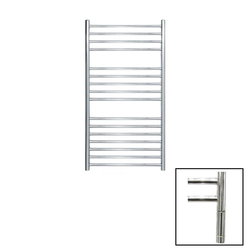 JIS Ladder Rail JIS Sussex Steyning Vertical Stainless Steel Heated Towel Rail 1000 x 520mm / Electric Only with Cylindrical Adjustable Element / Polished Chrome