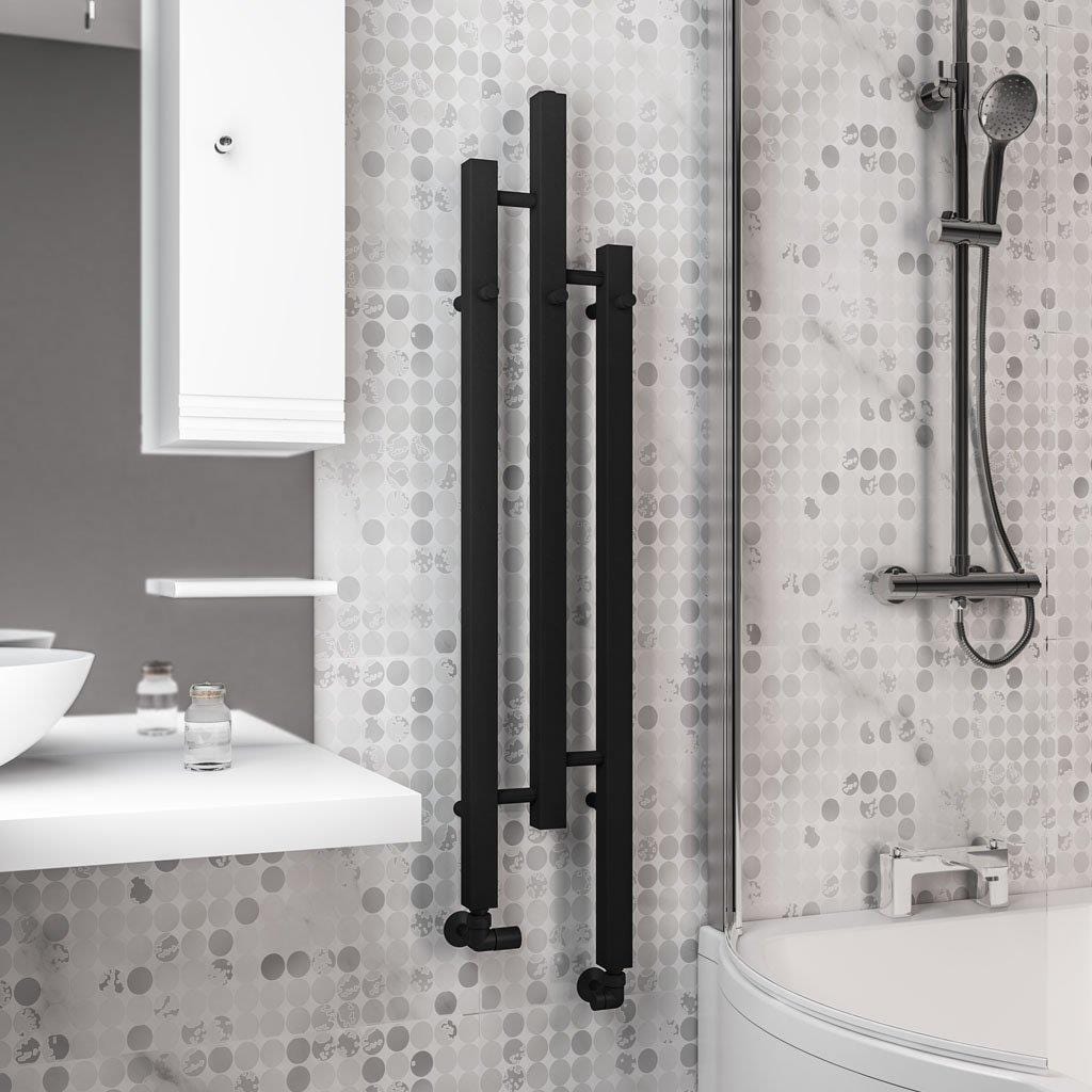 Eastbrook Designer Towel Radiators Eastbrook Conwy Vertical Designer Radiator - 1200 x 220mm - Matt Black Electric Only