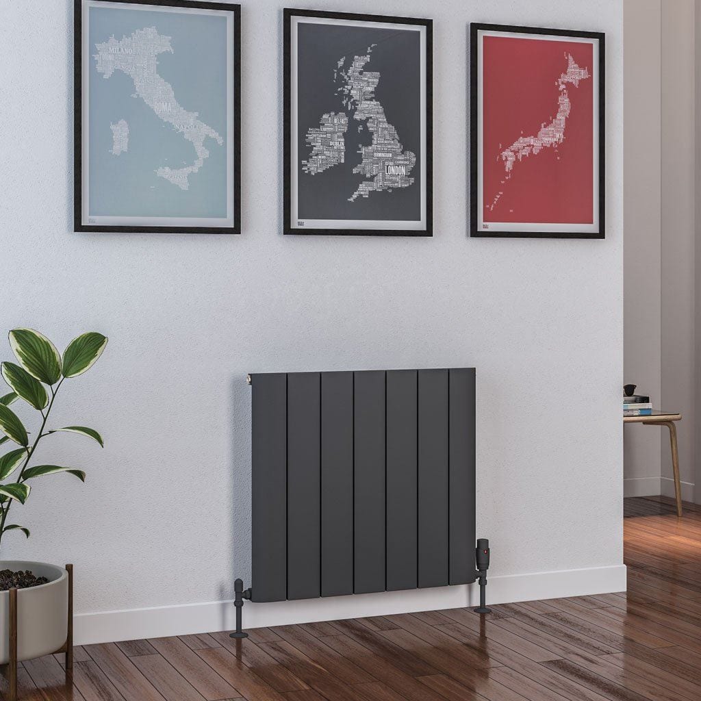 Eastbrook Panel Radiator Eastbrook Peretti Straight Horizontal Aluminum Radiator in Matt Anthracite 600 x 660mm / Dual Fuel