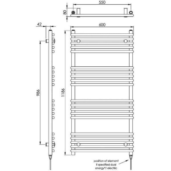 Vogue Designer Towel Radiator Vogue Tune Straight Designer Towel Radiator in Chrome