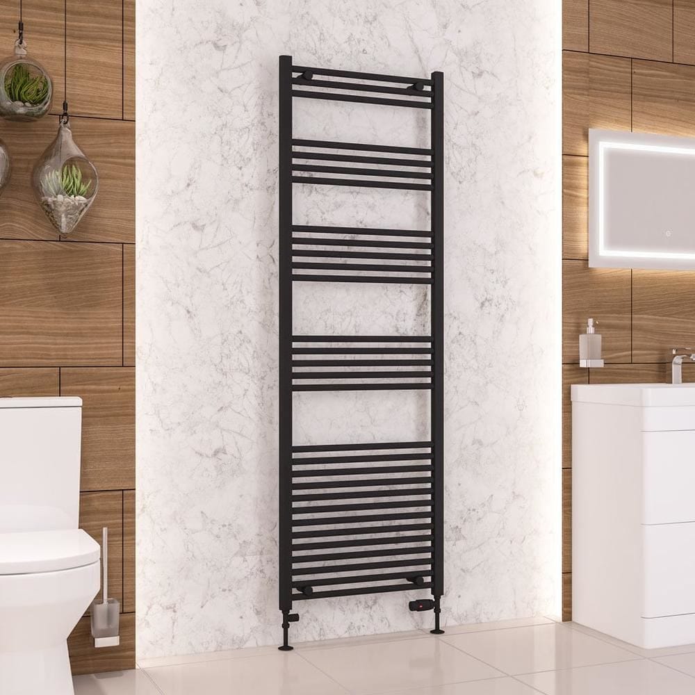 Eastbrook Ladder Rail Eastbrook Wendover Straight Vertical Heated Towel Rail in Matt Black 1800 x 600 / Central Heating