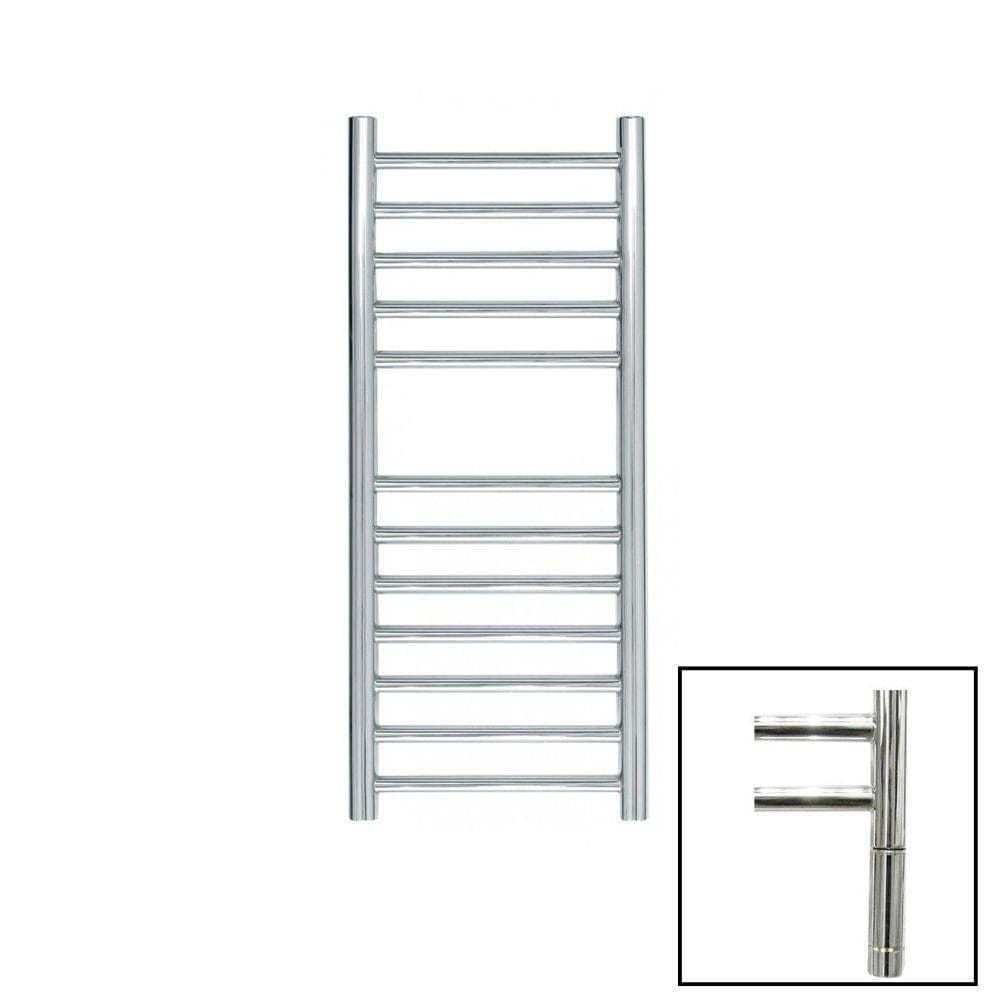 JIS Ladder Rail JIS Sussex Ouse Vertical Stainless Steel Heated Towel Rail 700 x 300mm / Electric Only with Cylindrical Adjustable Element / Polished Chrome