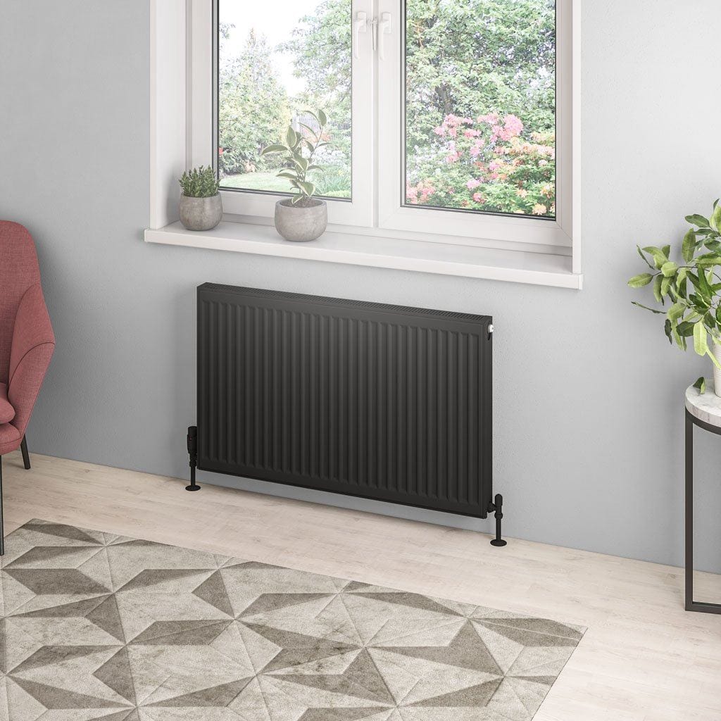 Aquarius Type 21 Aquarius Type 21 Compact Panel Radiator In Matt Black 600 x 1000