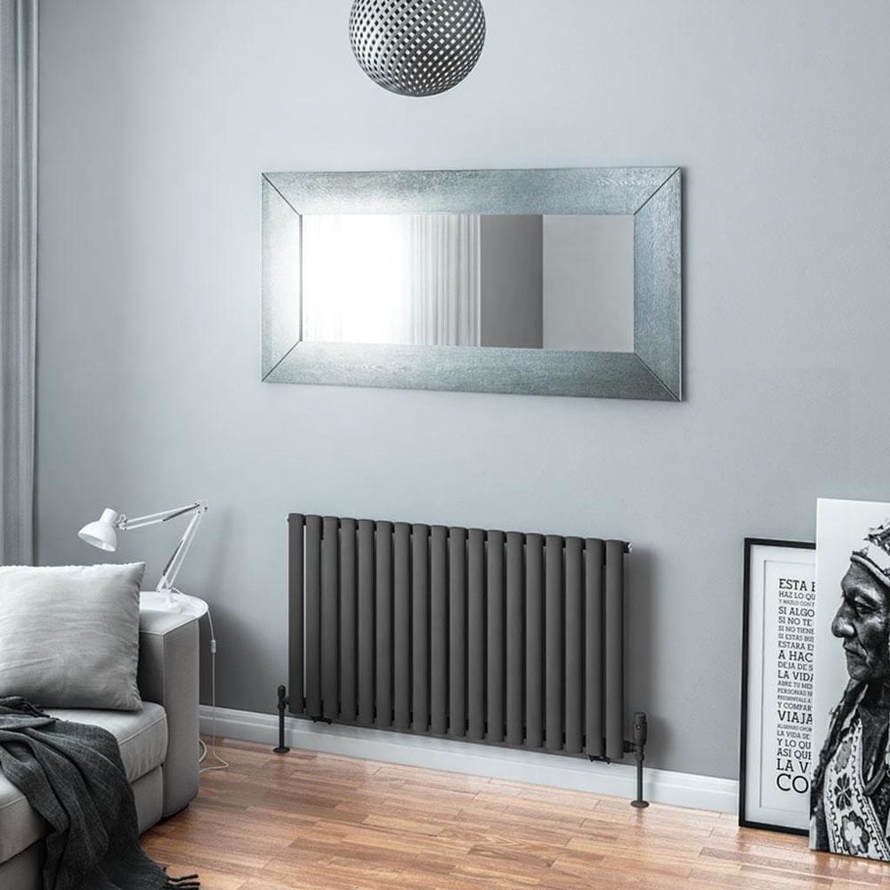 Eastbrook Panel Radiator Eastbrook Tunstall Straight Horizontal Designer Radiator in Matt Anthracite 600 x 1061mm