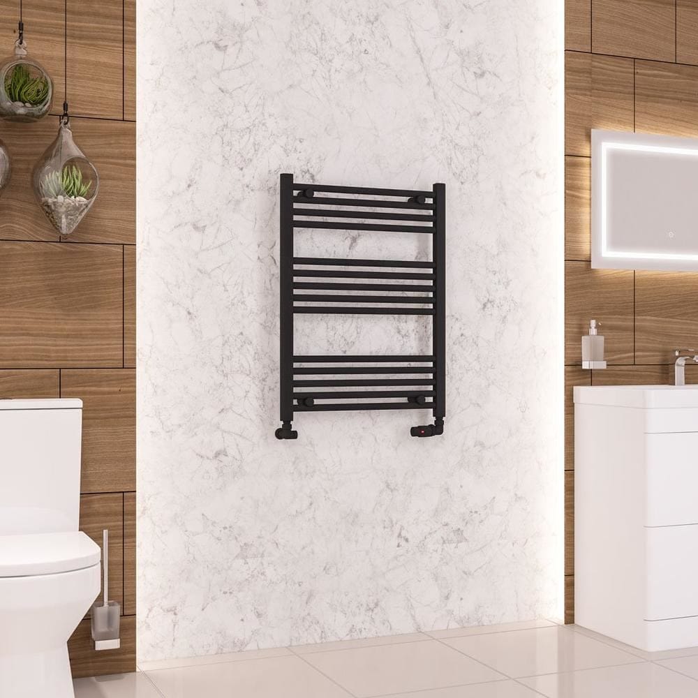 Eastbrook Ladder Rail Eastbrook Wendover Straight Vertical Heated Towel Rail in Matt Black 800 x 600 / Central Heating
