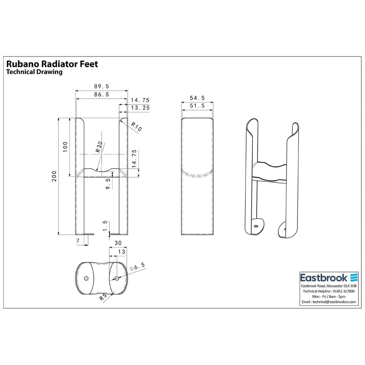 Totally Rads Eastbrook Rubano Radiator Feet (Pair)