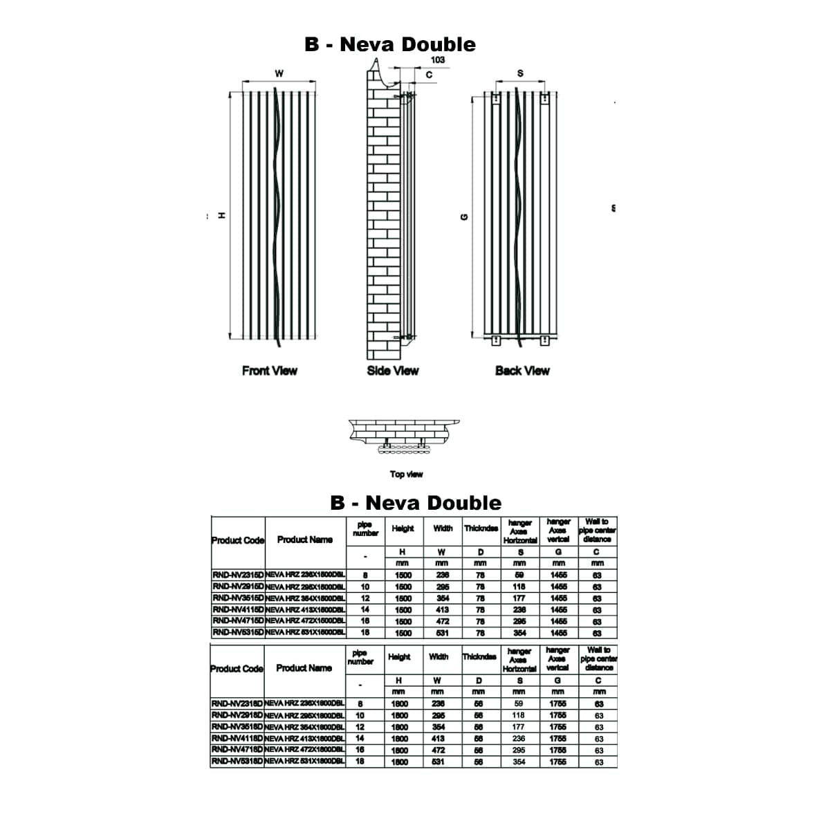 Reina Panel Radiator Reina Neva Vertical Double Panel Central Heating Radiator