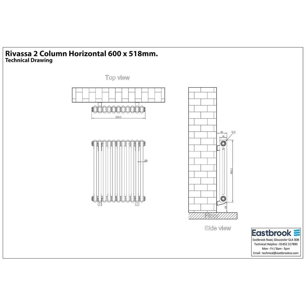 Eastbrook Rivassa Traditional 2 Column Radiator in Matt Black