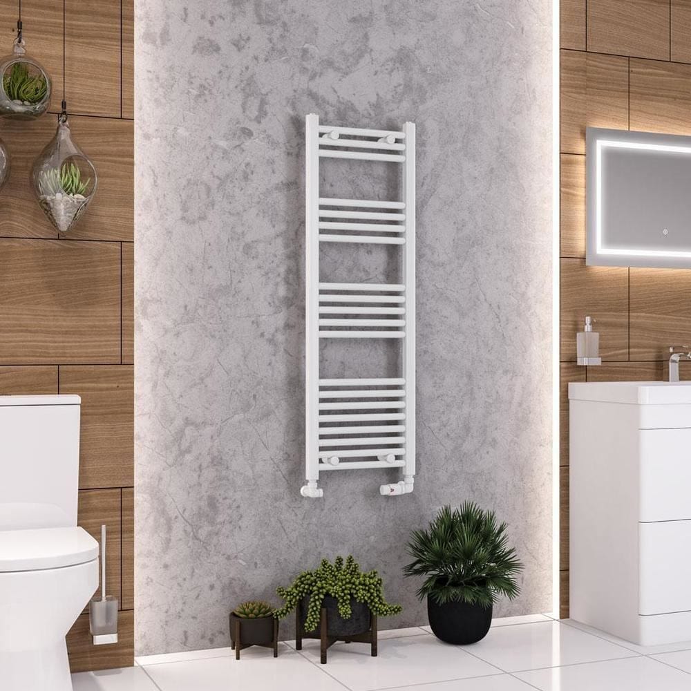 Eastbrook Ladder Rail Eastbrook Wendover Straight Vertical Heated Towel Rail in White 1200 x 400 / Central Heating