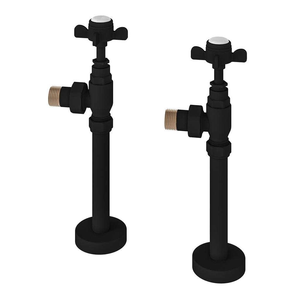 Eastbrook Radiator Valves Eastbrook Traditional Angled Radiator Valves Pair with Tails - Matt Black - 41.0731