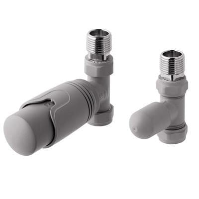 Totally Rads Eastbrook Biava Thermostatic Straight Radiator Valve and Lockshield - Matt Grey - 41.3026