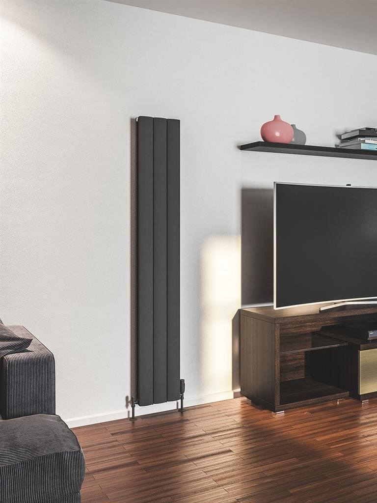 Eastbrook Panel Radiators Eastbrook Guardia Straight Vertical Aluminium Radiator in Matt Anthracite 1800 x 280
