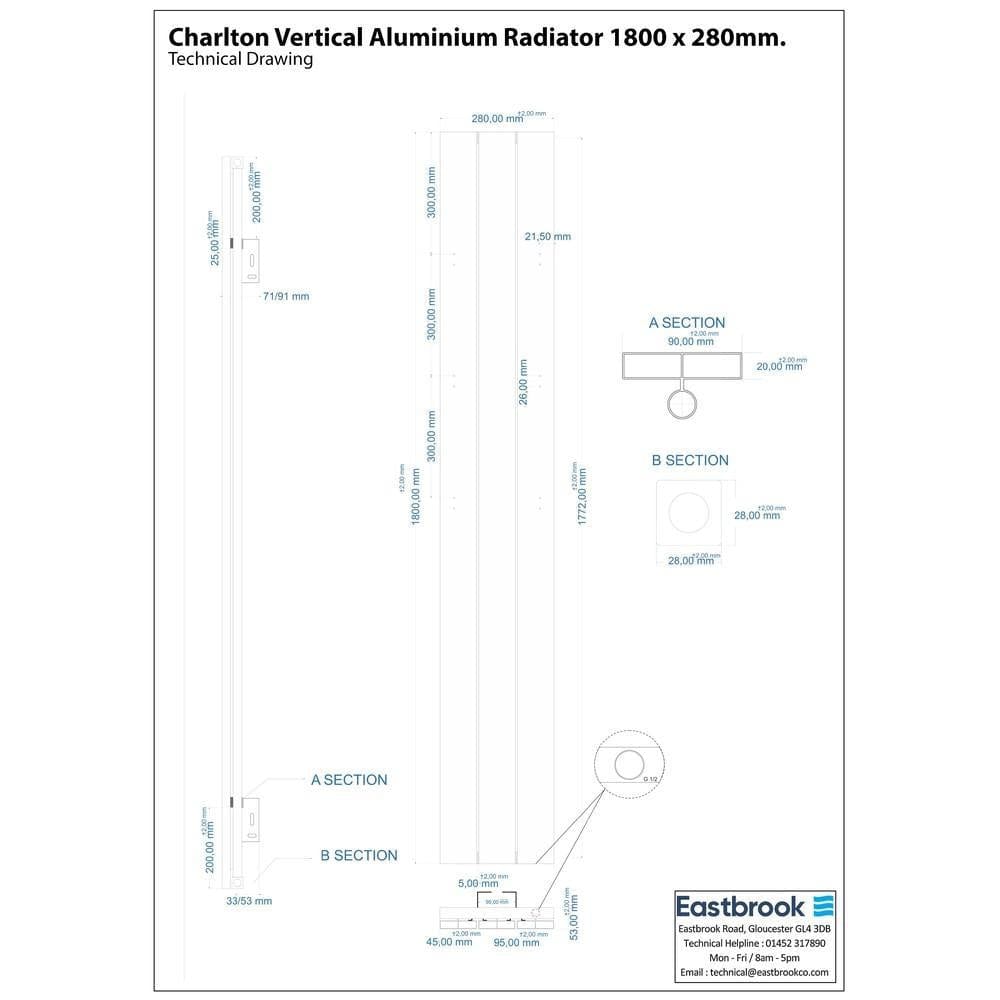 Eastbrook Panel Radiators Eastbrook Charlton Vertical Designer Radiator in Matt Black