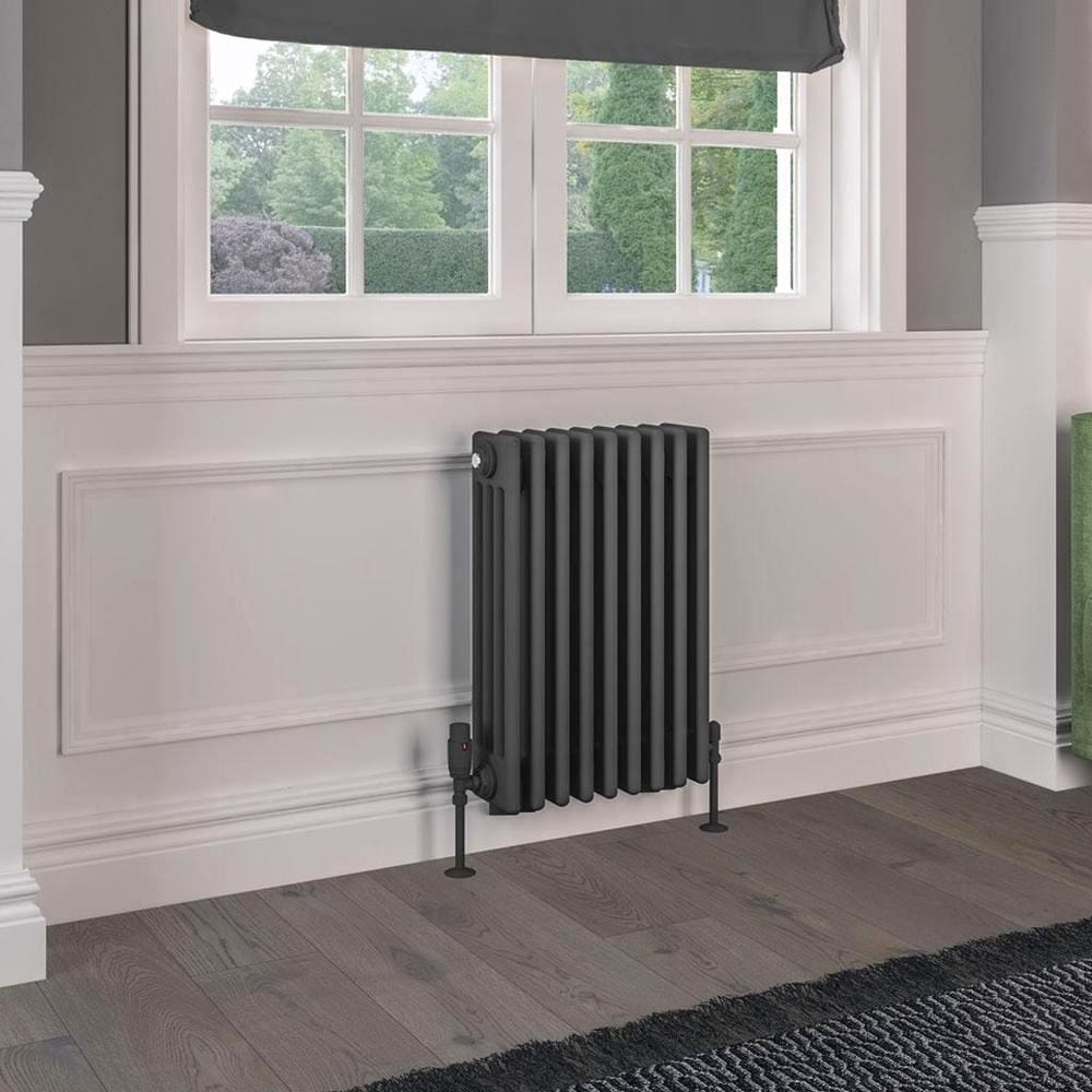 Eastbrook Column Radiator Eastbrook Rivassa Traditional 4 Column Radiator in Matt Anthracite 600 x 425 / Dual Fuel