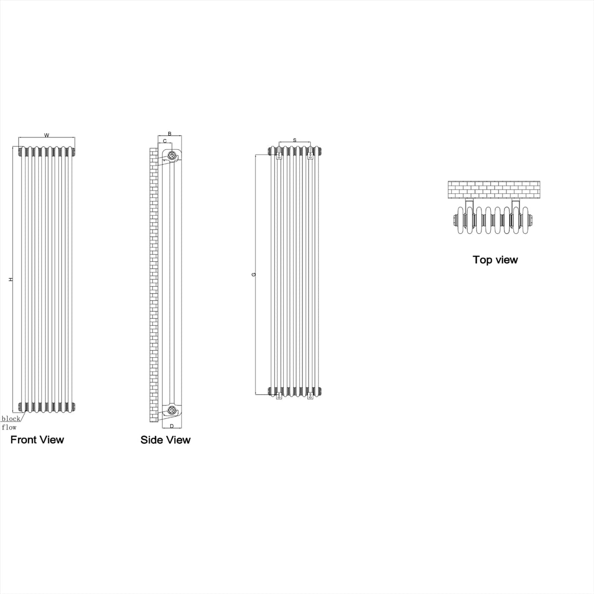 Reina Column Radiator Reina Hedingham Vertical Traditional Column Radiator