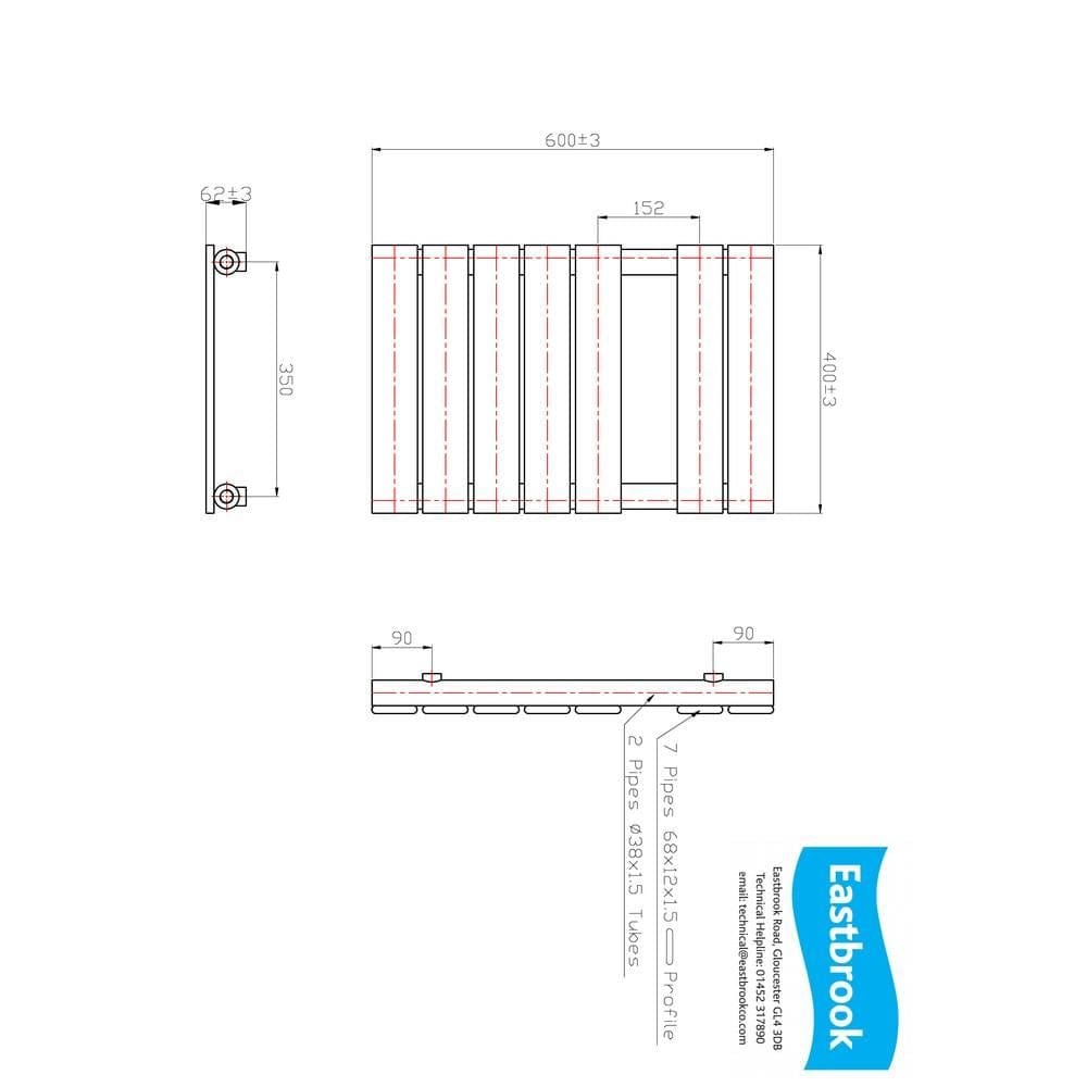 Eastbrook Designer Towel Rail Eastbrook Staverton Tube on Tube Straight Vertical Heated Towel Rail in Chrome