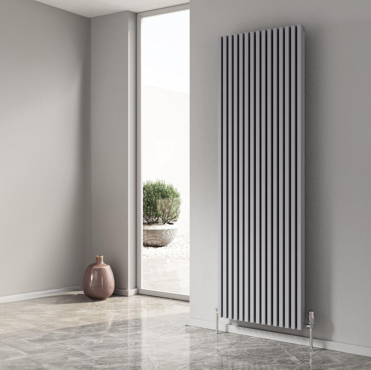 Reina Panel Radiator Reina Albano Central Heating Vertical Designer Radiator Silver / 1800 x 590mm