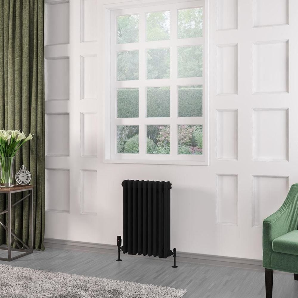 Eastbrook Column Radiator Eastbrook Rivassa Traditional 3 Column Radiator in Matt Black 600 x 428 / Central Heating